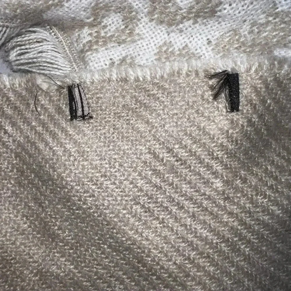 Snow‎ Leopard print Cozy Poncho with fringe asymmetrical hem L=32-42” W=50”